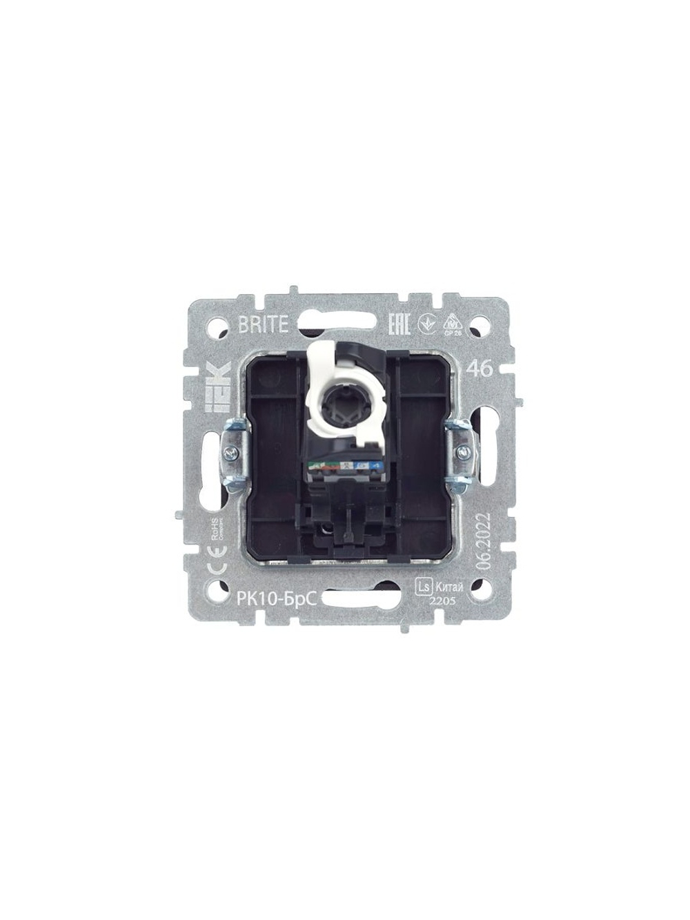 Розетка компьютерная СП RJ45 кат.5E BRITE РК10-БрС механизм сталь IEK BR-K10-1-K46