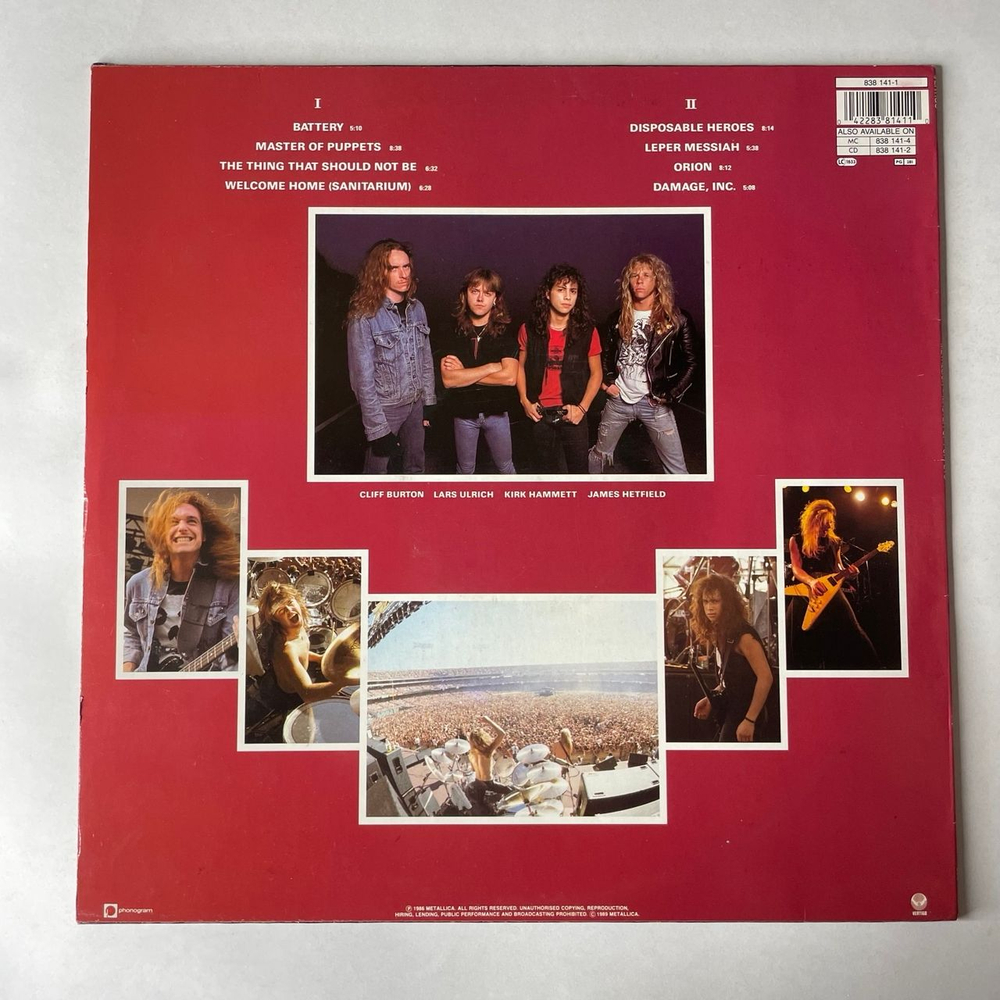 Винтажная виниловая пластинка LP Metallica Master Of Puppets (Германия 1989)