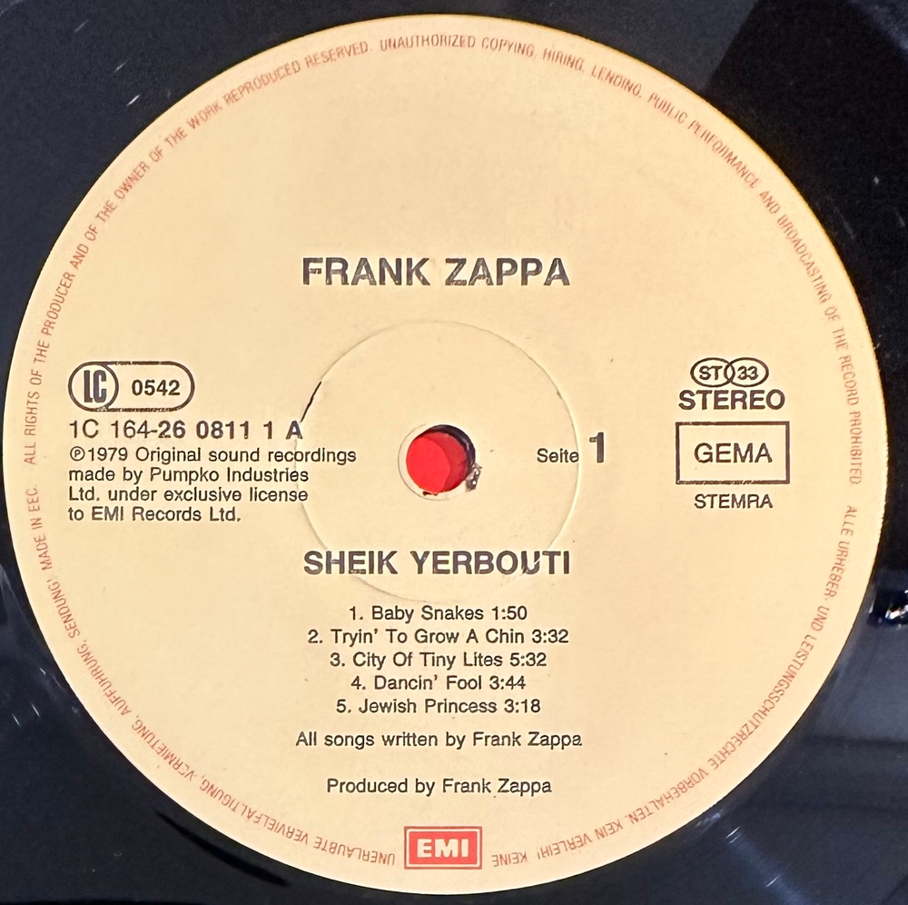 Frank Zappa - Sheik Yerbouti 2LP (Европа 1985г.)
