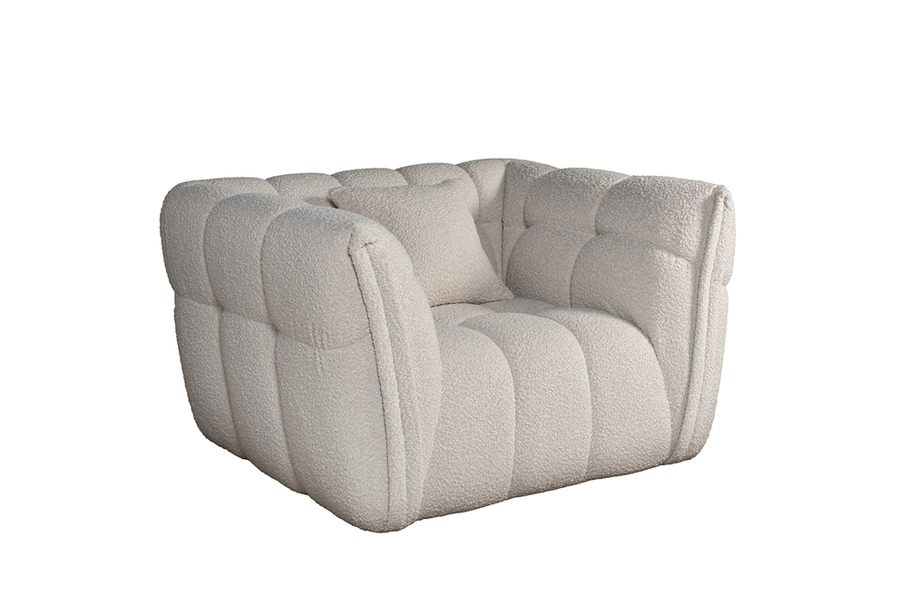 Кресло 120x106x74см Garda Decor Prato букле белое в минималистичном стиле