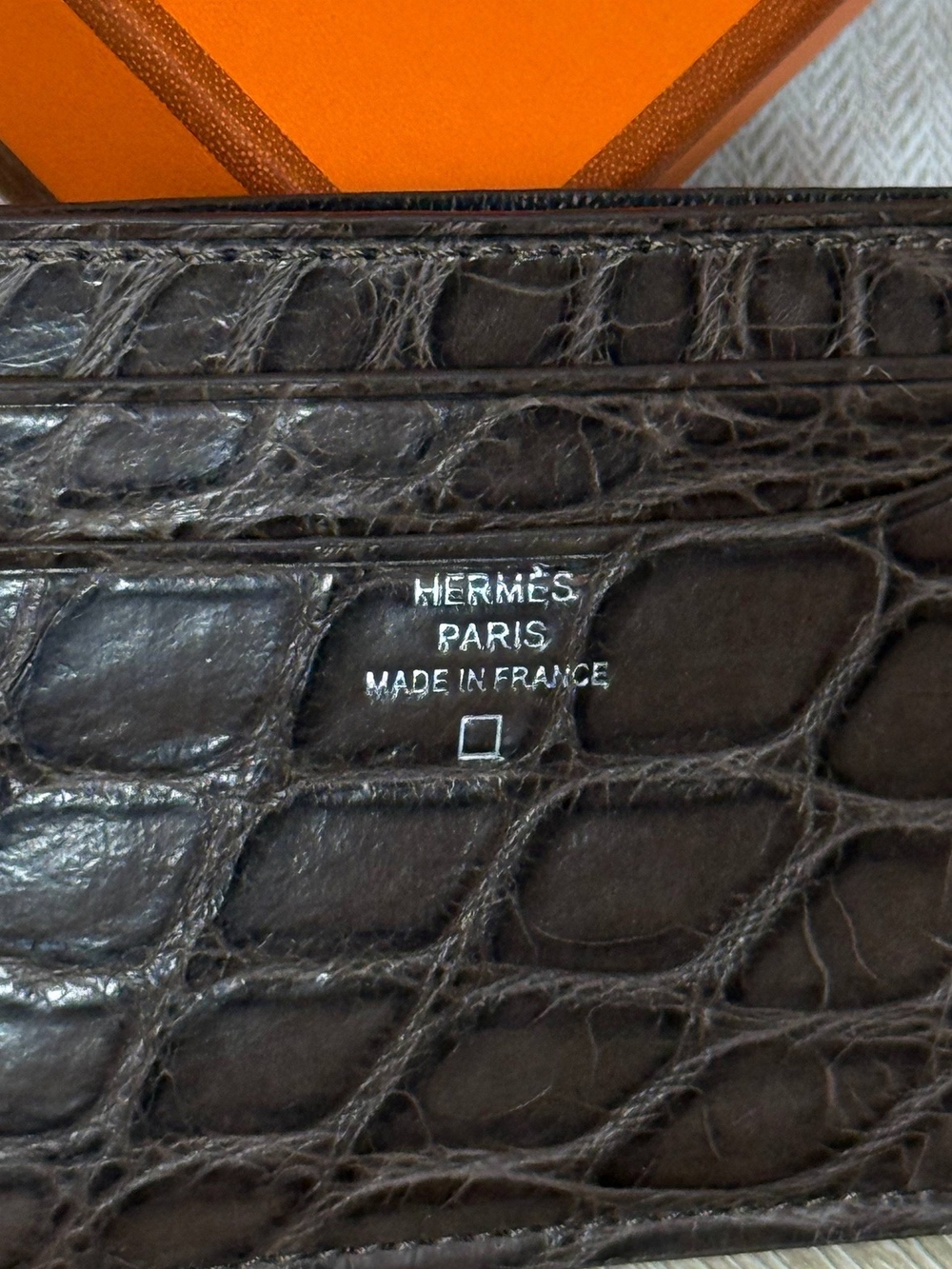 Картхолдер Hermes из кожи крокодила