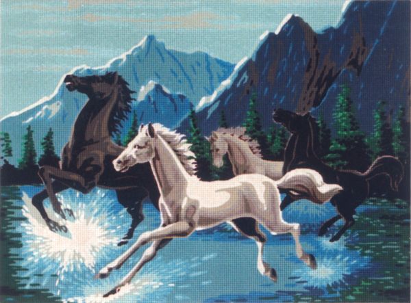Рисунок для вышивания Soulos (канва жесткая), Брызги из под копыт, 60х45 см