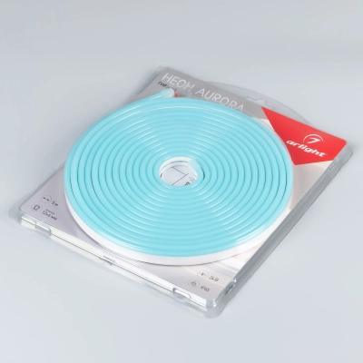 Лента герметичная AURORA-PS-A120-12x6mm 24V Azure (10 W/m, IP65, 2835, 5m) (Arlight, Силикон)