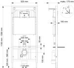 Инсталляция для унитаза подвесного Visam slim 80 EX-112-001 3/6 л. Кнопка ASPENDOS кнопка двойной овал, золото глянец (EX-231-021)