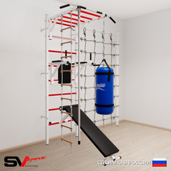 Шведская стенка Sv Sport 55510 (Турник рукоход/Брусья/Скамья/Канат/Лестница/Цепь/Мешок 15кг/Канатный лаз)
