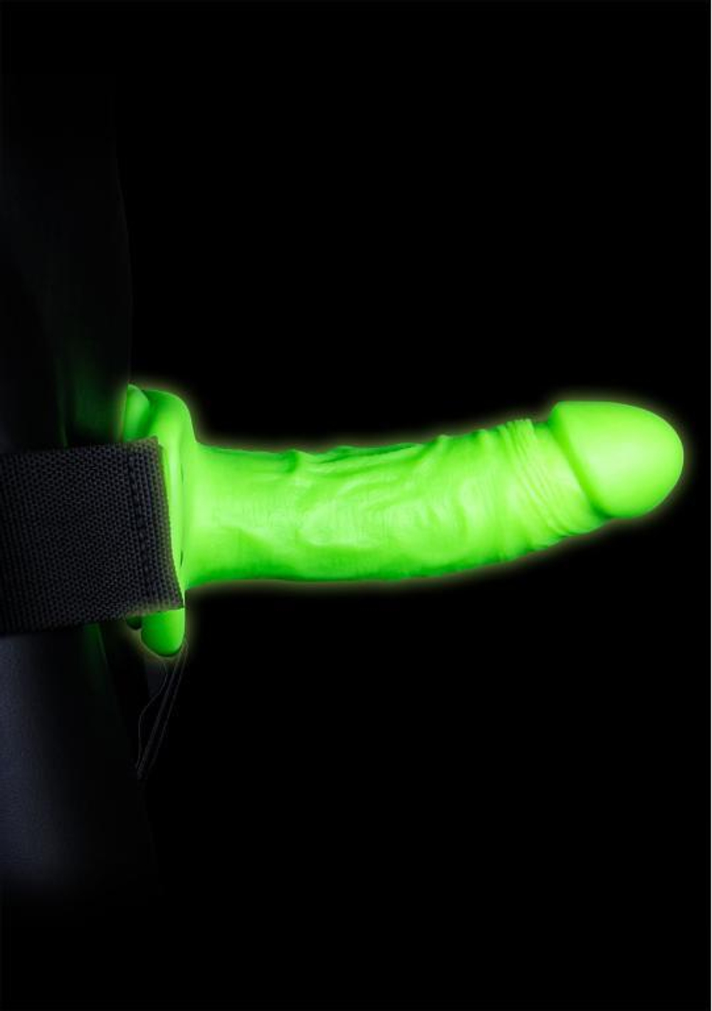 Люминесцентный фаллопротез 7’’ Glow in The Dark - 18 см. (Цвет: зеленый с черным)