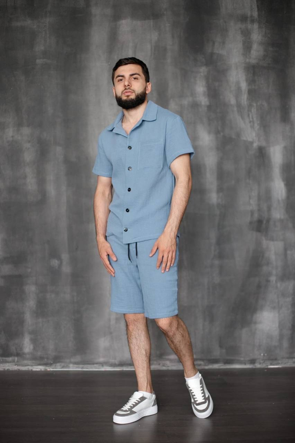 Костюм BGLS muslin руб./шорты (голуб.)