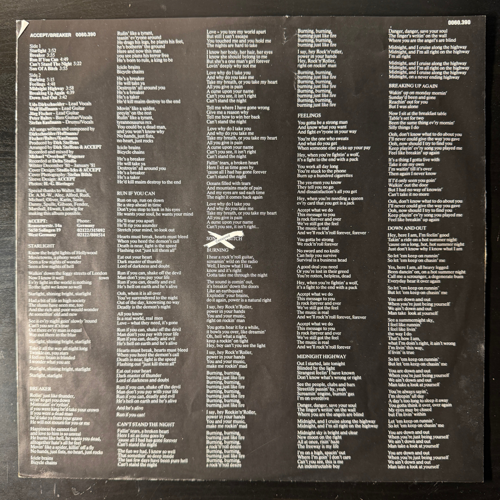 Accept – Breaker (Германия 1981г.)