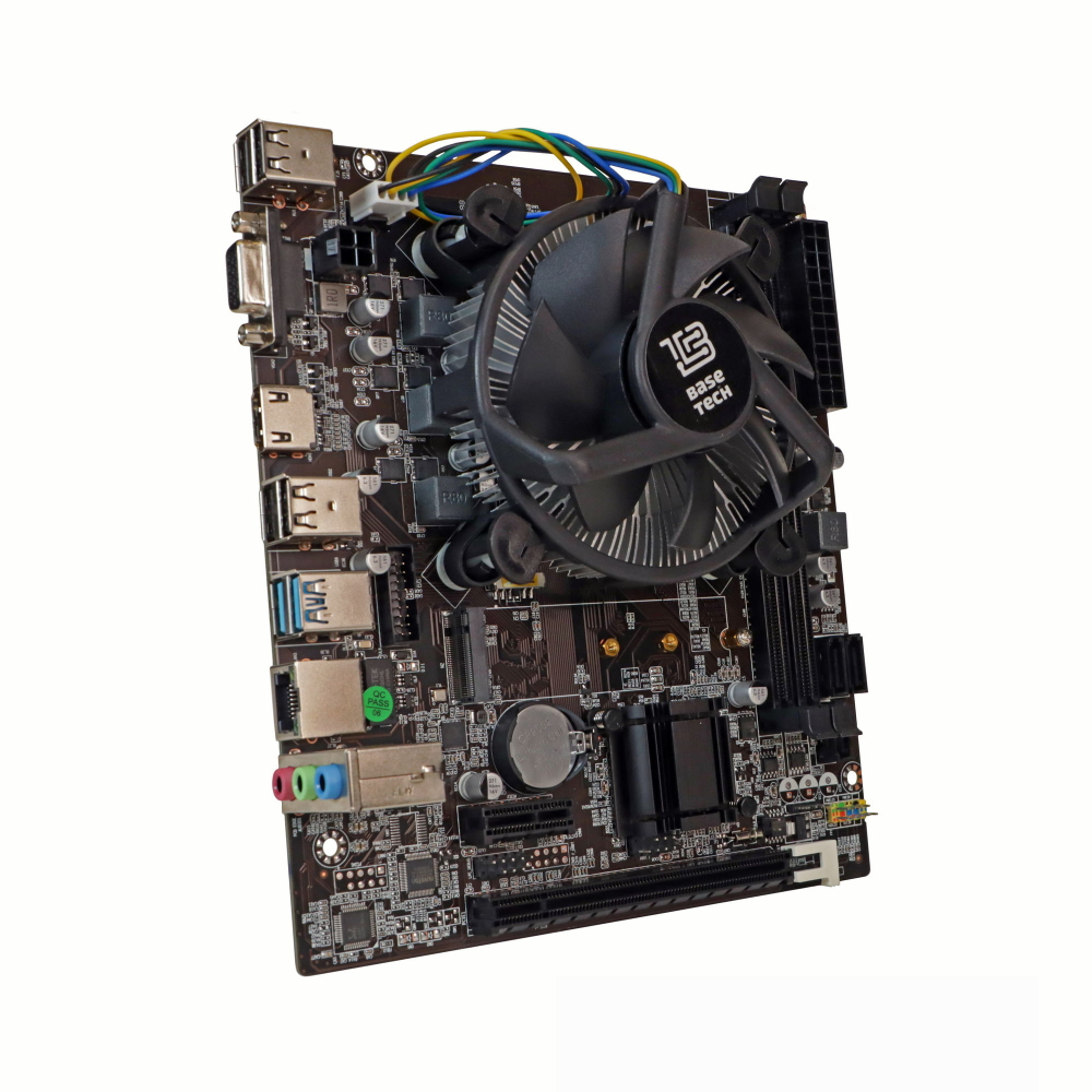 Материнская плата с процессором BaseTech H81M-K, Socket1150, i5-4590, mATX, Retail, Socket1150, Intel HD Graphics 4600, 2xDDR3, PCIe3.0, 1xM.2, GLAN, 6xUSB2, 4xUSB3, VGA, HDMI, кулер CPU (BT-H81M-K-4590)