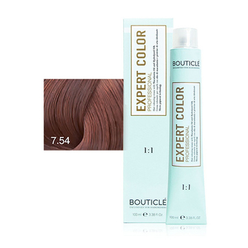 Профессиональный перманентный крем-краситель для волос Bouticle Expert Color Hair Color Cream цвет 7.54 русый красно-медный, 100 мл.