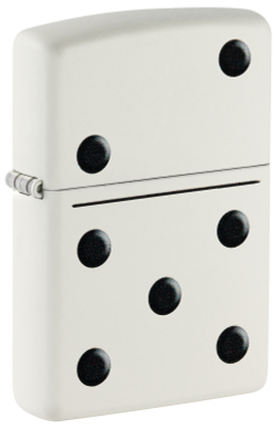 Зажигалка ZIPPO Домино с белым матовым покрытием | Domino Design White Matte, латунь/сталь, белая, м