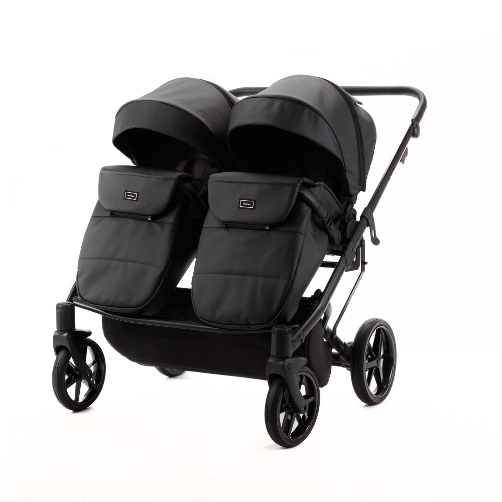 Детская универсальная коляска Adamex LEO DUO Deluxe (2в1) DUO-SA2 - Черная экокожа