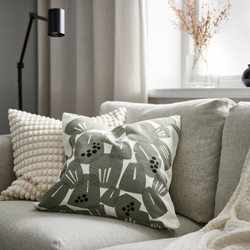 IKEA UNDERBLOMMA  (ИКЕА УНДЕРБЛОММА)  -  Наволочка - белый/светлый серо-зелёный 50x50 см