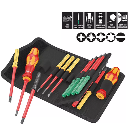 АКЦИЯ! Набор бит с битодержателем 17 предметов WERA Kraftform Kompakt VDE 17 Universal 1 Tool Finder WE-006611