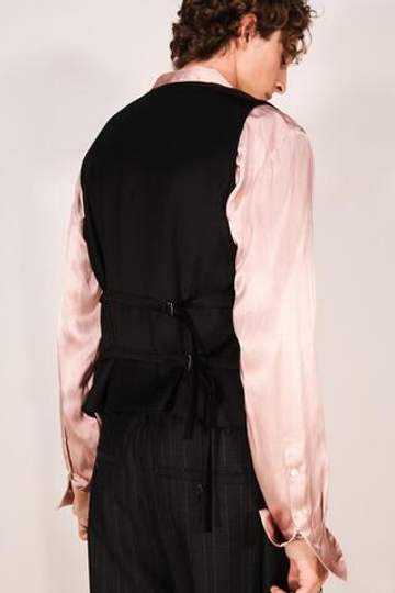 ZARA ДВУСТОРОННИЙ ЖИЛЕТ В ТОНКУЮ ПОЛОСКУ, БЕЛЫЙ/ЧЕРНЫЙ