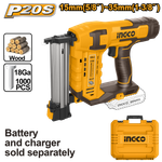 Аккумуляторный гвоздезабиватель нейлер INGCO CBNLI3505 INDUSTRIAL 20 В