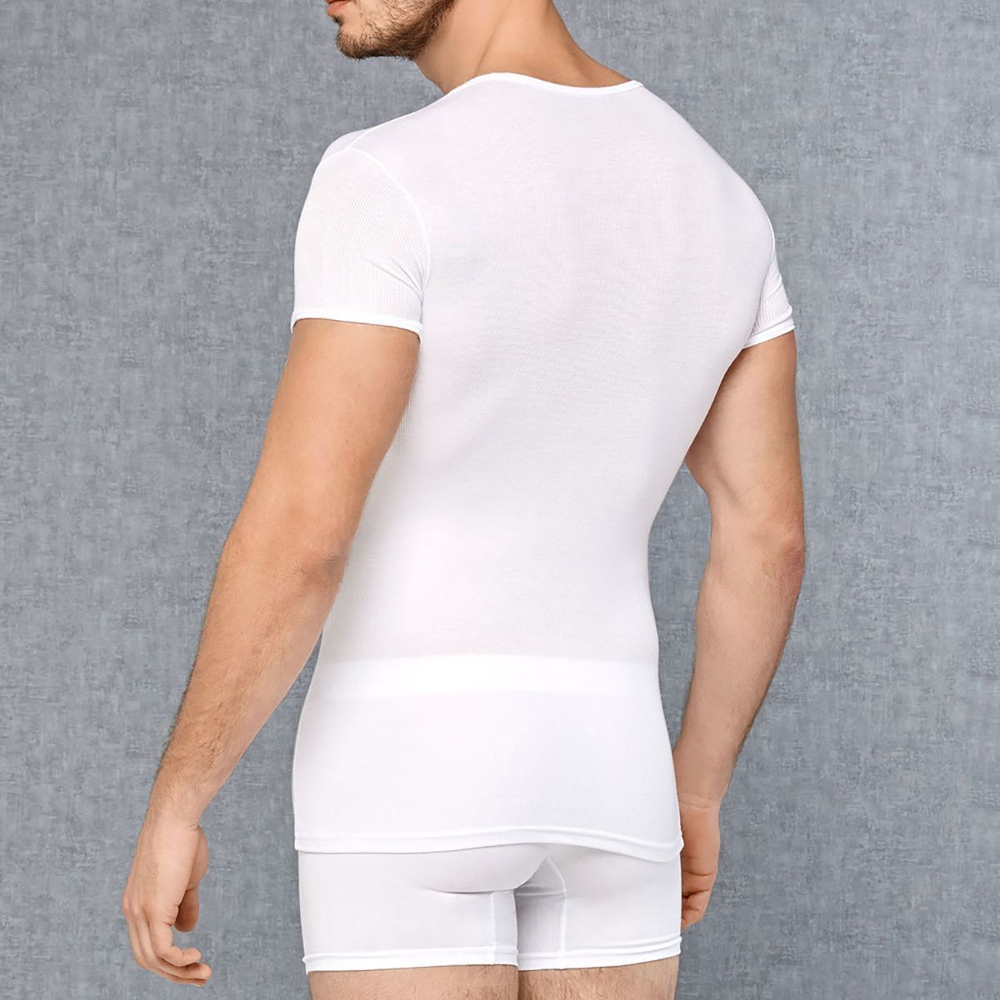 Мужская обтягивающая футболка в мелкий рубчик Doreanse Ribbed Modal (Размер: M) (Цвет: белый)