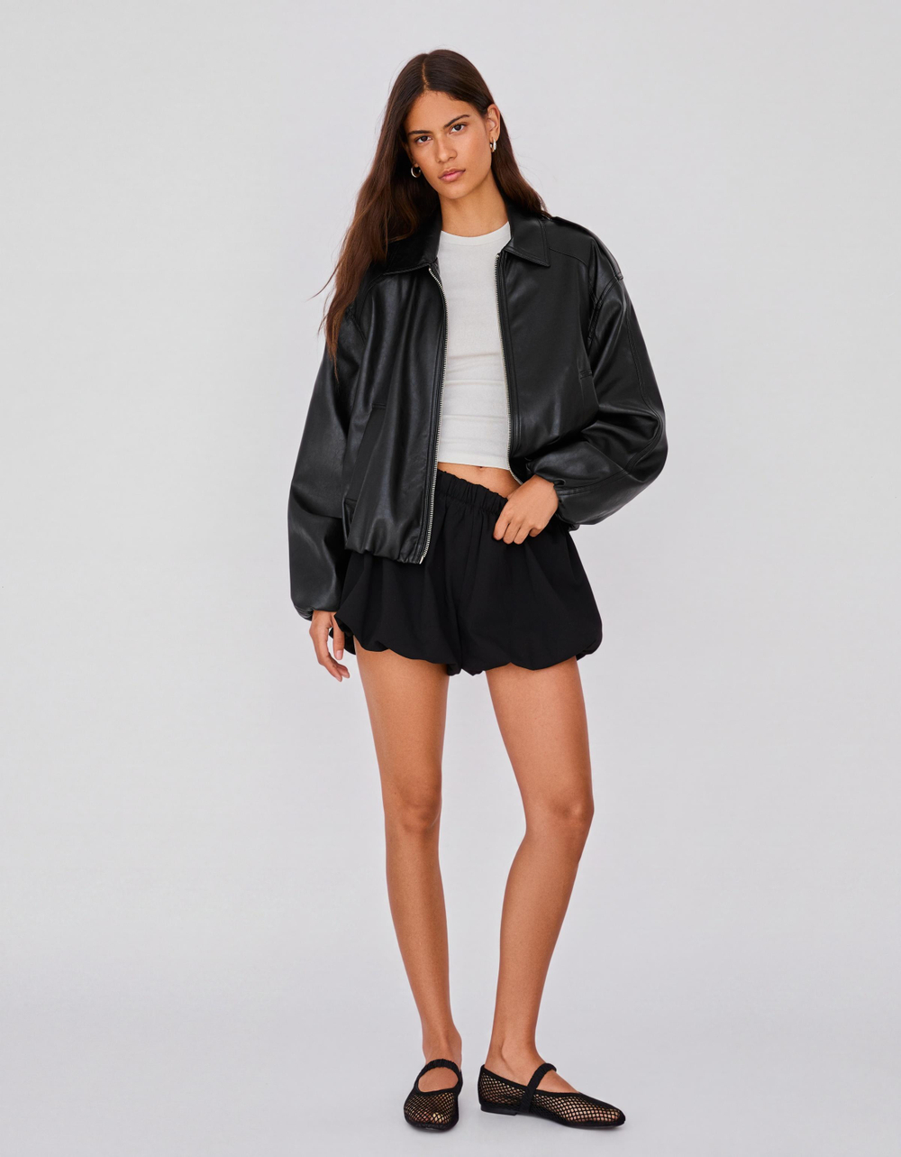 Женская куртка-пуховик из искусственной кожи - BERSHKA