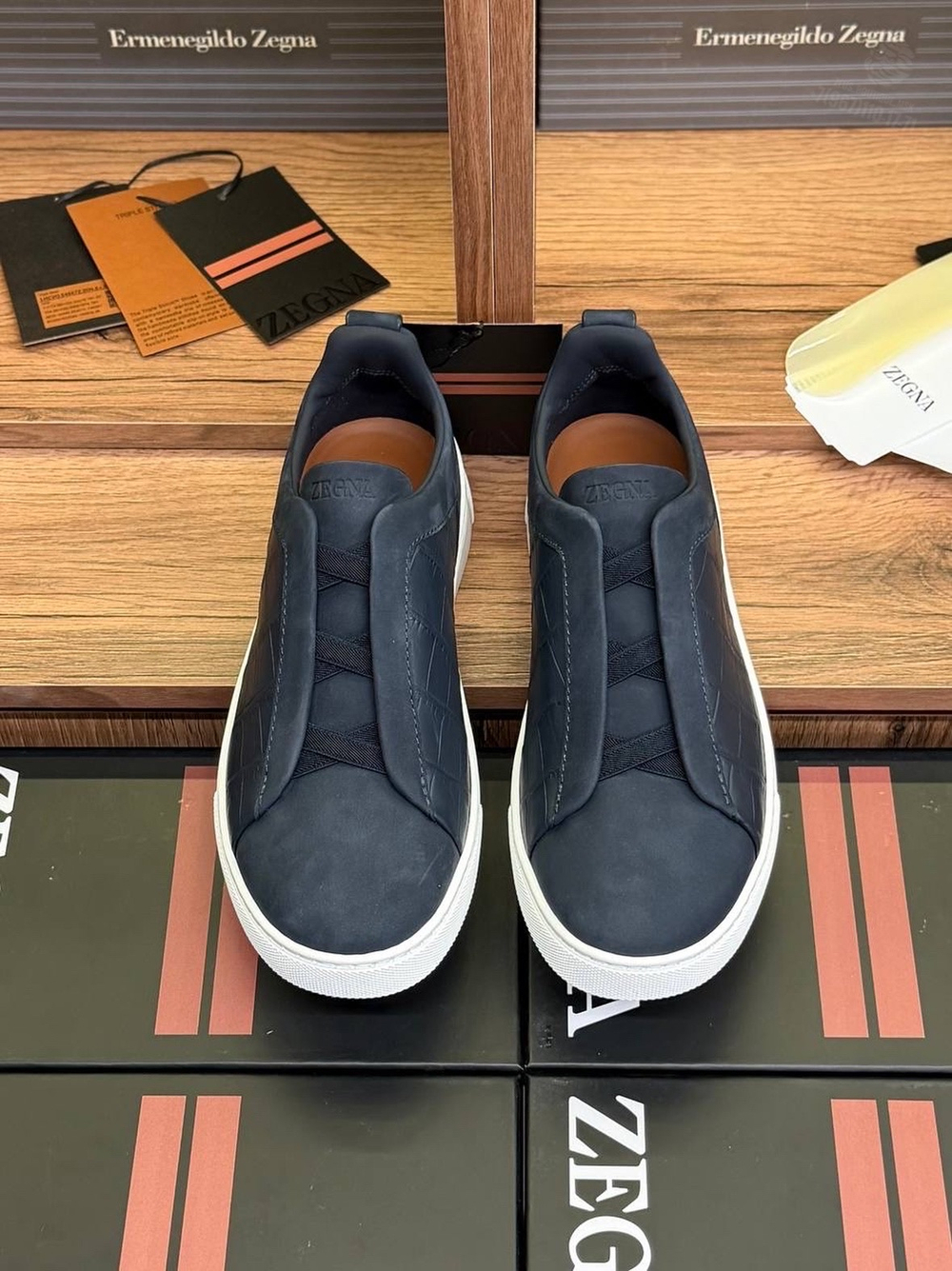 Кеды Zegna Triple Stitch с вставками кожи крокодила