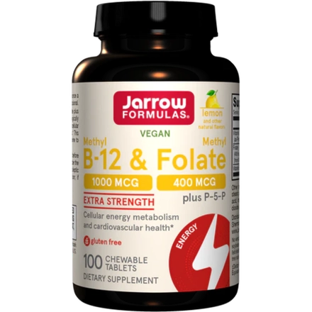 Methyl B-12 & Methyl Folate Lemon 100 жевательных таблеток Jarrow Formulas