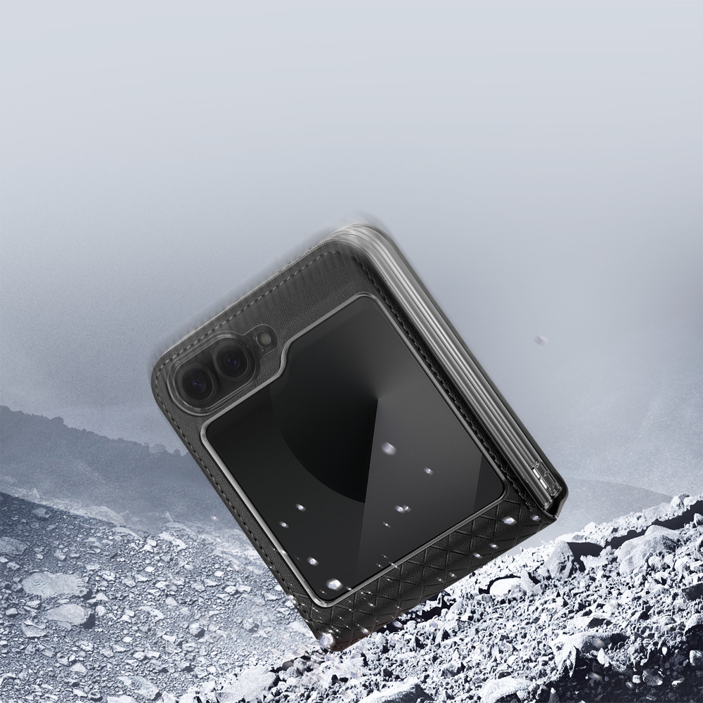 Чехол из кожи черного цвета от Dux Ducis для Samsung Flip 6, Flip 7 FE (W25), серия Bril Series Case