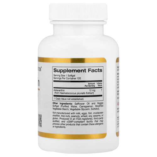 California Gold Nutrition, чистый исландский астаксантин Astalif®, 12 мг, 120 растительных капсул