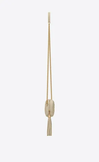 Мини-сумка Saint Laurent Lou из стеганой кожи Grain De Poudre с тиснением белый
