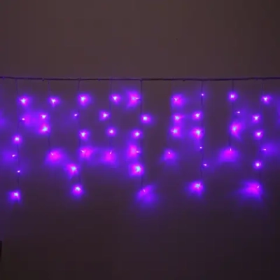 Гирлянда для улицы БАХРОМА ш3м* в40/60см 100 ламп LED, прозр. пров, 8 реж, IP-54, Фиолетовый (возможность соединения)