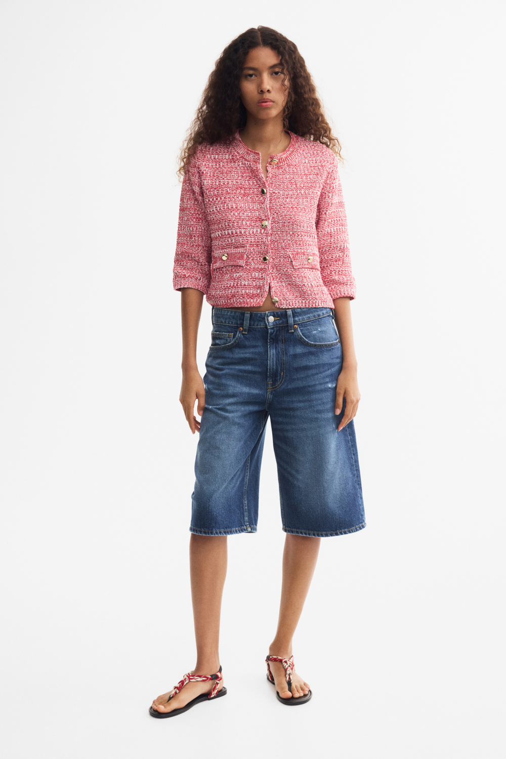 Текстурный трикотажный кардиган — рукава 3/4 - H&M
