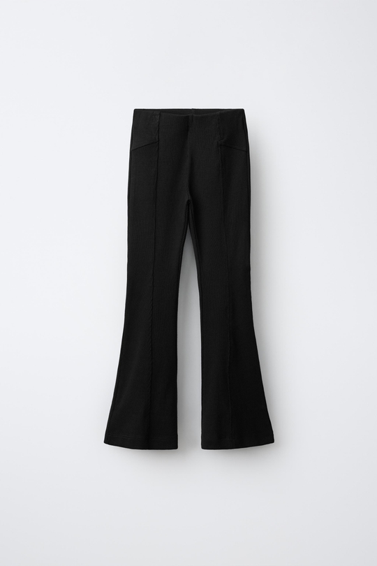 ZARA ЛЕГИНСЫ FLARE В РУБЧИК, ЧЕРНЫЙ