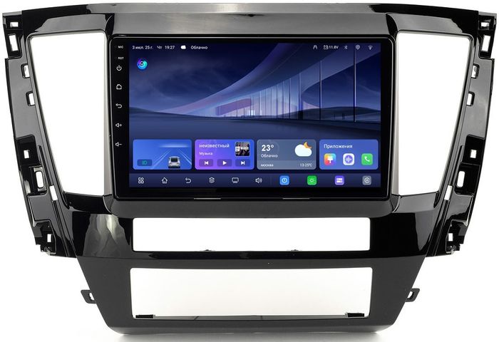 Магнитола для Mitsubishi Pajero Sport 3 2020-2024, Montero Sport (прямоугольный климат, рамка 9) - Kuberg QLed, Android 14, TS105, Быстрейшая, CarPlay, SIM-слот