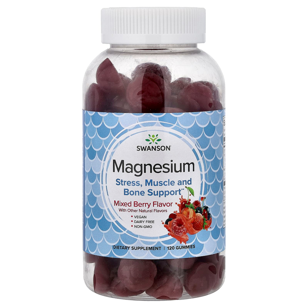 Swanson Vitamins, жевательные таблетки с магнием, ягодный вкус, 120 жевательных таблеток (100 мг в 1 таблетке)