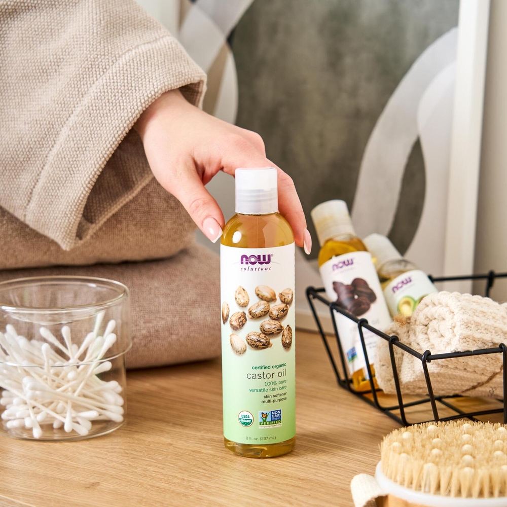 NOW Foods, Solutions, сертифицированное органическое касторовое масло, 473 мл (16 жидк. Унций)