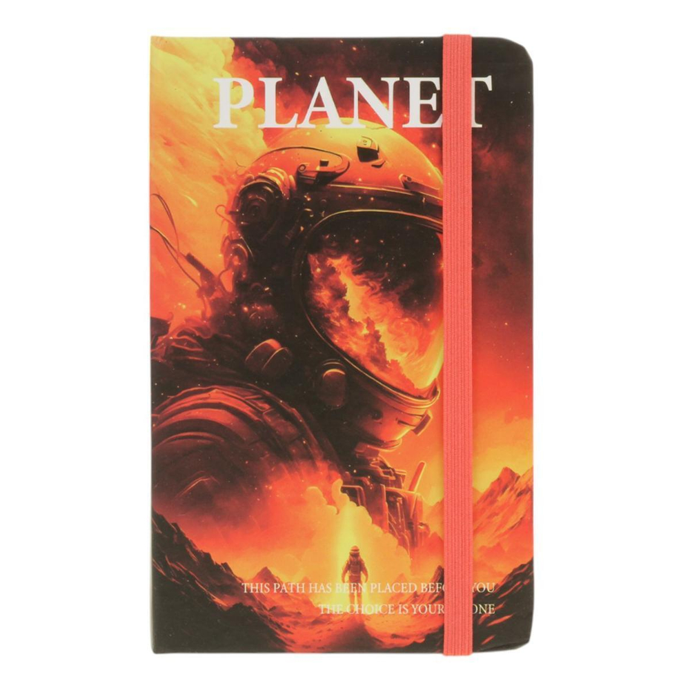 Записная книжка "Космос" А6 80 л, линия, на резинке твердый переплет,14*8,8см, 4 дизайна микс , С-30