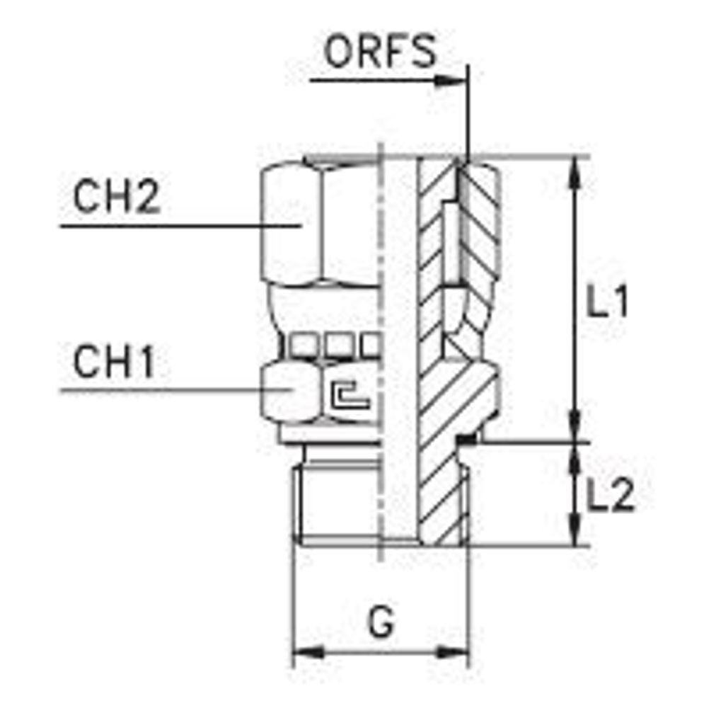 Штуцер FE ORFS 1" D14-15-16 BSP 1/2" (обжатая гайка) CAST Штуцер FE ORFS 1" D14-15-16 BSP 1/2" (обжатая гайка) CAST