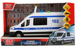 Машина ин. пласт.16см, "Ford transit. Полиция" свет+звук (Технопарк)