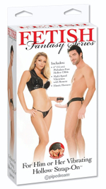 Полый страпон унисекс телесного цвета с вибрацией For Him or Her ​Vibrating Hollow Strap-On - 15 см. (Цвет: телесный)