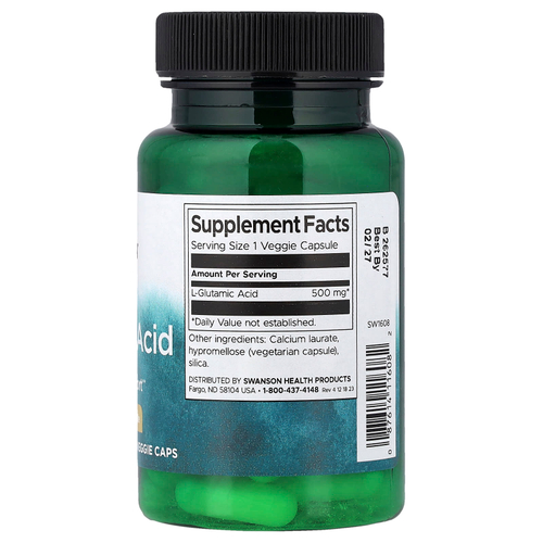 Swanson Vitamins, Глутаминовая кислота, 500 мг, 60 растительных капсул