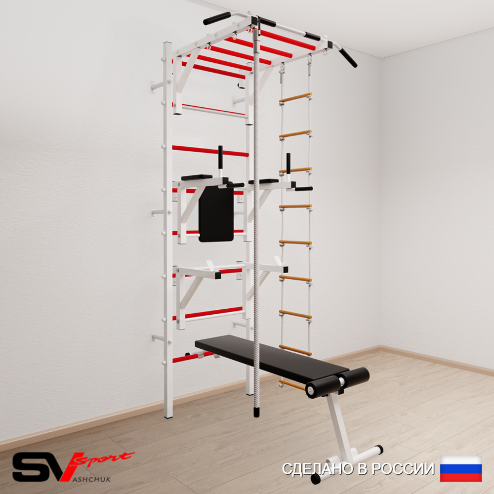 Шведская стенка Sv Sport 565 (Турник рукоход/Брусья/Стойка/Скамья/Канат/Лестница)