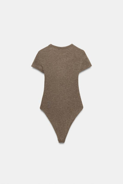 ZARA БОДИ С КОРОТКИМИ РУКАВАМИ, СЕРО-КОРИЧНЕВЫЙ