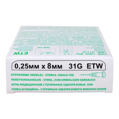 Игла для мезотерапии SFM ETW 31G 0,25 х 8 мм 50 шт