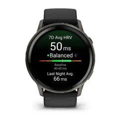 Смарт-часы Garmin Venu 4 (45 мм) сланцевый с черным силиконовым ремешком