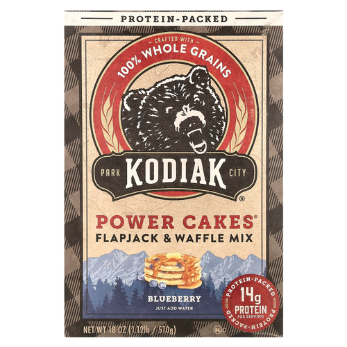 Kodiak Cakes, Power Cakes®, смесь для лепешек и вафель, голубика, 510 г (18 унций)