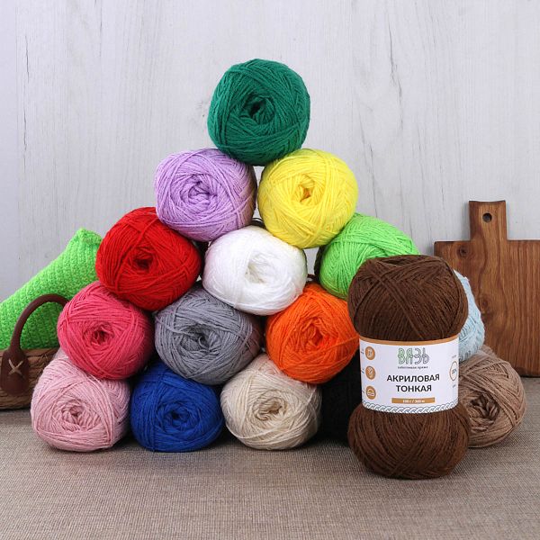 Пряжа Вязь Акриловая тонкая / уп.3 мот. по 100 г, 360 м, 244 оранжевый