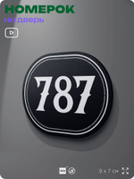 Номерок на дверь квартиры 787, для кабинета, офиса, шильдик 9 х 7 см, черный, Айдентика Технолоджи