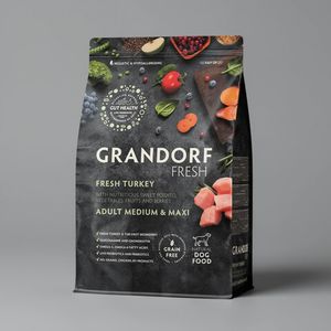 Сухой корм GRANDORF Fresh Dog Adult Med&Maxi Turkey&Sweet Potato для собак средних и крупных пород из свежего мяса индейки с бататом
