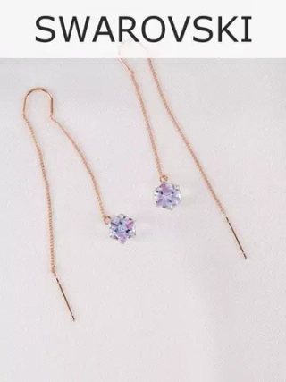 Серьги-протяжки Миражи с сиреневыми кубиками Swarovski