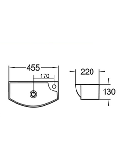 Раковина подвесная (глянцевая белая) WeltWasser WW AISBACH 7946 GL-WT L 455х220х130