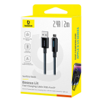 USB-A - Lightning Кабель Baseus Lit Button-Control Charging+Data 2.4A 1-2m - Cosmic Black