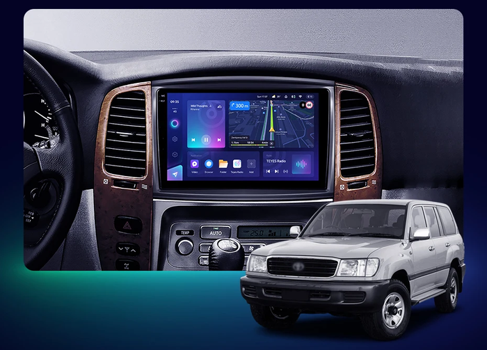 Магнитола для Toyota Land Cruiser 100, Lexus LX470 2002-2007 (климат на цветном экране) - Kuberg SF-1698-2 QLed+2K, Android 12, Быстрая, CarPlay, 4G SIM-слот